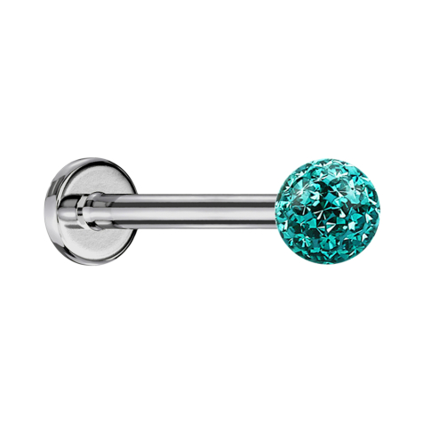 Micro labret silver with crystal ball turquoise and epoxy protective layer