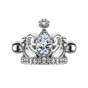 Micro barbell silver tiara with silver crystal