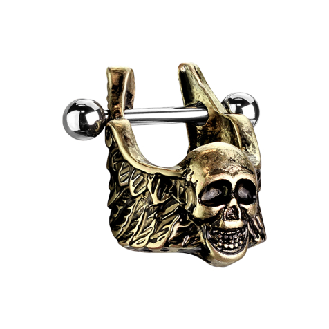 Micro Barbell gold-plated skull with wings