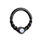 Micro Piercing Ring schwarz halb geflochten mit Opal weiss