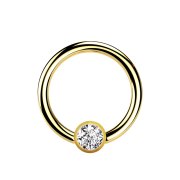 Micro Ball Closure Ring gold-plated with ball crystal silver