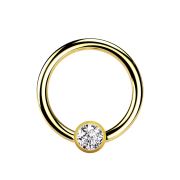 Micro Ball Closure Ring vergoldet mit Kugel Kristall silber