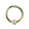 Gold-plated ball closure ring with silver ball crystal