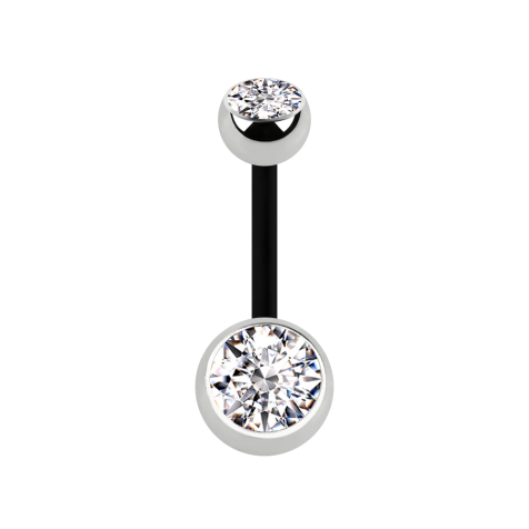 Banane schwarz mit zwei Kugeln silber Kristall silber