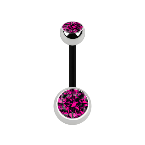 Banana black with two balls silver crystal fuchsia