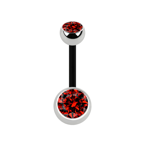 Banana black with two balls silver crystal red