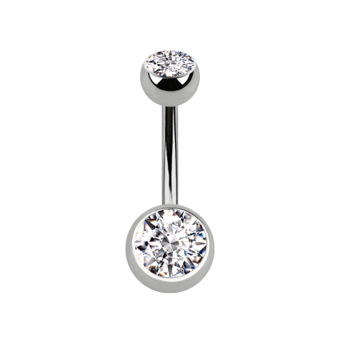 Banane silber mit zwei Kugeln silber mit Kristall silber