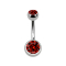 Banana silver with two balls silver crystal red