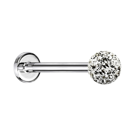 Micro labret in argento con sfera di cristallo in argento e strato protettivo epossidico