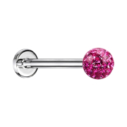 Micro labret silver with crystal ball pink and epoxy...
