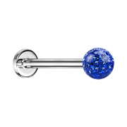 Micro labret silver with crystal ball dark blue and epoxy...