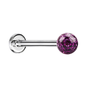 Micro labret silver with crystal ball violet and epoxy...