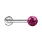 Micro Labret argenté avec boule de cristal fuchsia et couche de protection en époxy