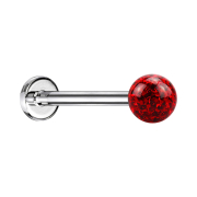 Micro labret silver with crystal ball red and epoxy...