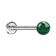 Micro labret silver with crystal ball green and epoxy...