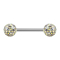 Micro barbell silver with two balls multicolor epoxy protective coating