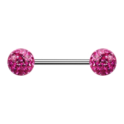 Micro barbell silver with two balls pink Epoxy protective...