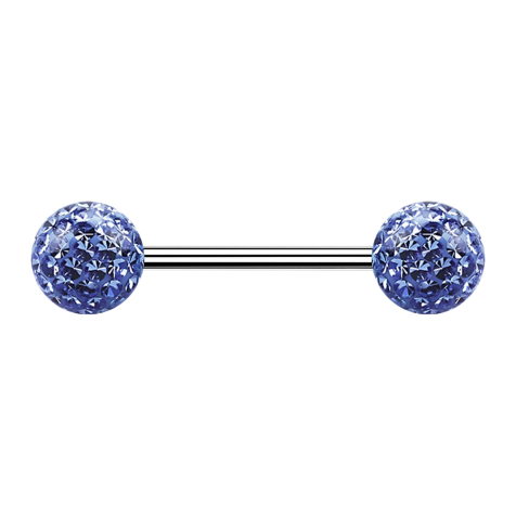 Micro Barbell silber mit zwei Kugeln hellblau Epoxy Schutzschicht