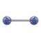 Micro barbell silver with two balls light blue epoxy protective coating