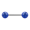Micro barbell silver with two balls dark blue epoxy protective coating