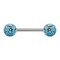 Micro barbell silver with two balls aqua epoxy protective coating