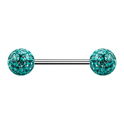 Micro Barbell silber mit zwei Kugeln türkis Epoxy Schutzschicht