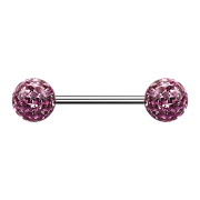 Micro barbell silver with two balls light purple epoxy...