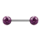 Micro barbell silver with two balls violet epoxy protective coating