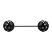 Micro barbell silver with two balls black epoxy...