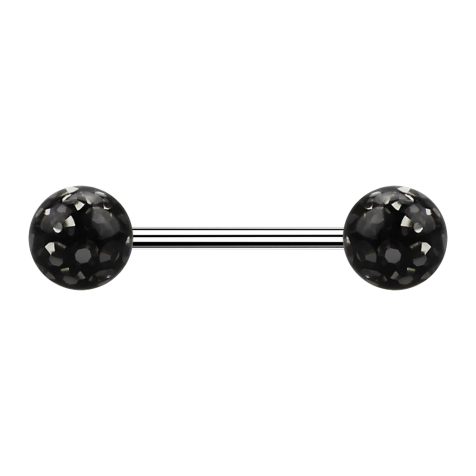 Micro barbell silver with two balls black epoxy protective coating