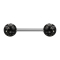 Micro barbell silver with two balls black epoxy protective coating
