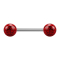 Micro Barbell silver with two balls red Epoxy protective coating