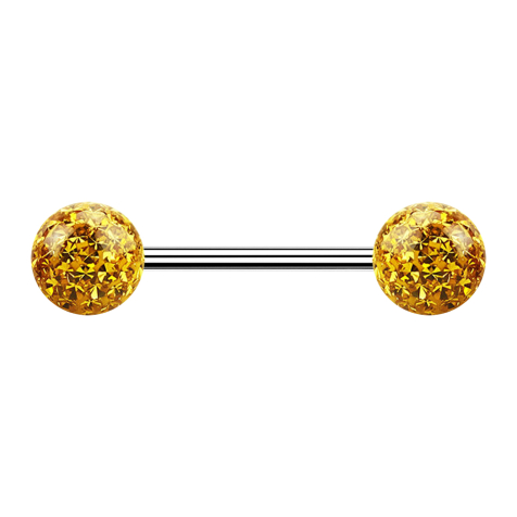 Micro Barbell silver with two balls topaz Epoxy protective coating