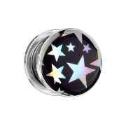 Flesh Plug argent étoiles