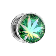 Foglia di canapa argentata con tappo di carne