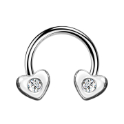 Micro Circular Barbell silver heart with crystal