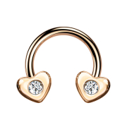 Micro Circular Barbell rose gold heart with crystal