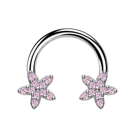 Micro Circular Barbell silver crystal star pink
