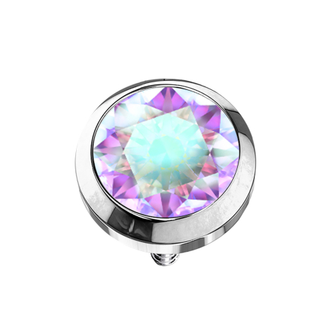 Ancrage cutané argenté avec cristal multicolore