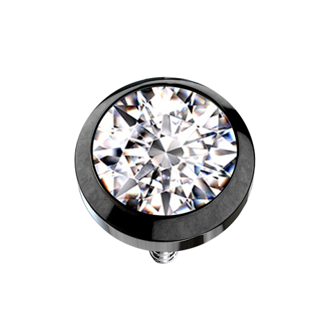 Ancrage cutané noir avec cristal argenté