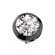 Ancrage cutané noir avec cristal argenté
