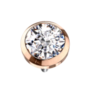 Rose Gold Dermal Anchor with Crystal Silver
