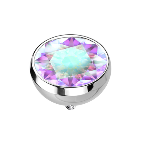Dermal Anchor Halbkugel silber mit Kristall multicolor
