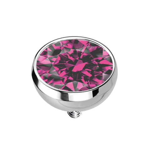 Ancora dermica emisfero dargento con cristallo rosa