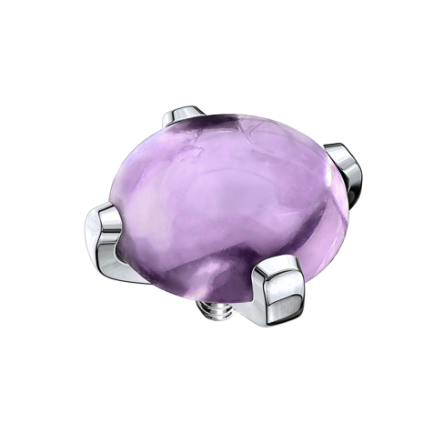 Dermal anchor dome with amethyst stone