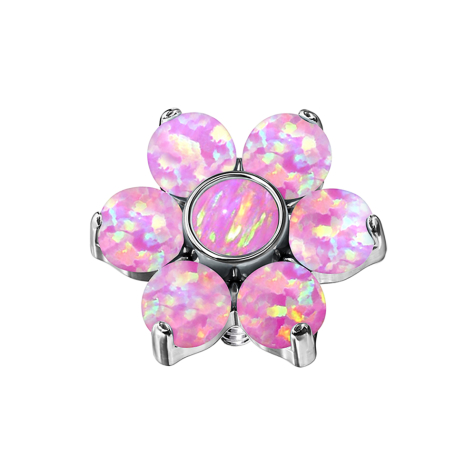 Ancrage cutané « Fleur » opale rose