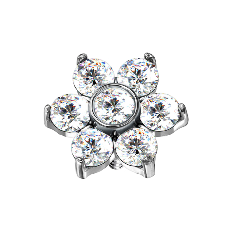 Ancrage cutané « Fleur » en cristal argenté