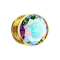 Flesh Plug doré avec grand cristal multicolore