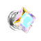 Flesh Plug argent avec cristal carré multicolore