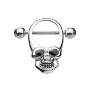 Barbell silver with two balls skull